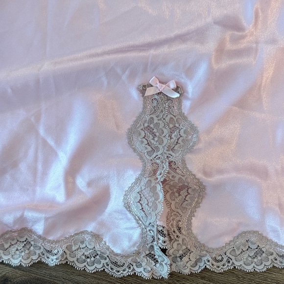 Victoria's Secret Pink Satin Chemise with Lace and crystals. Sold Out. - Picture 4 of 6